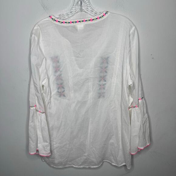 Natural Life White Embroidered Peasant Blouse L Boho Cotton‎ Tunic Top Festival - Picture 2 of 9